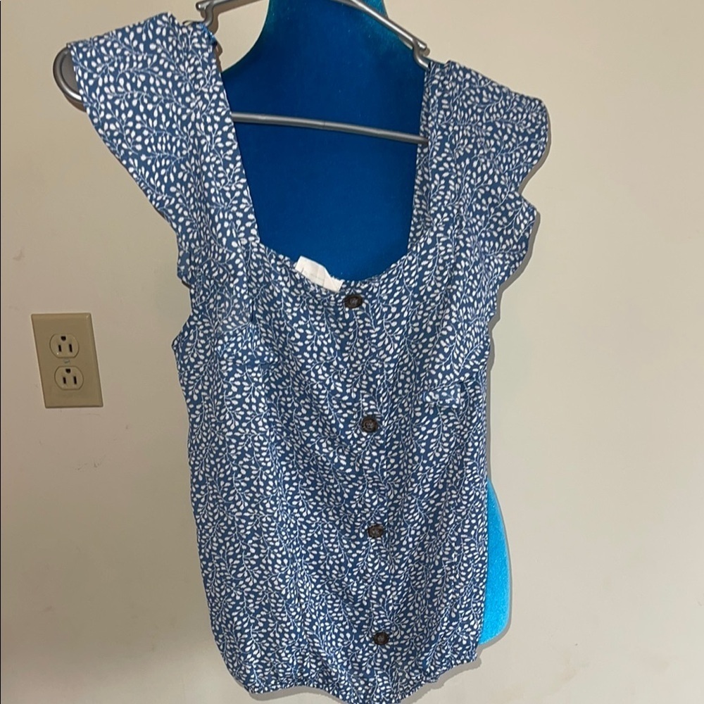 Sienna Sky Blue and White Patterned Blouse